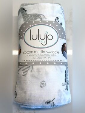 Lulujo Baby Muslin Swaddle Blanket 47x47 Afrique Safari Animals NIP